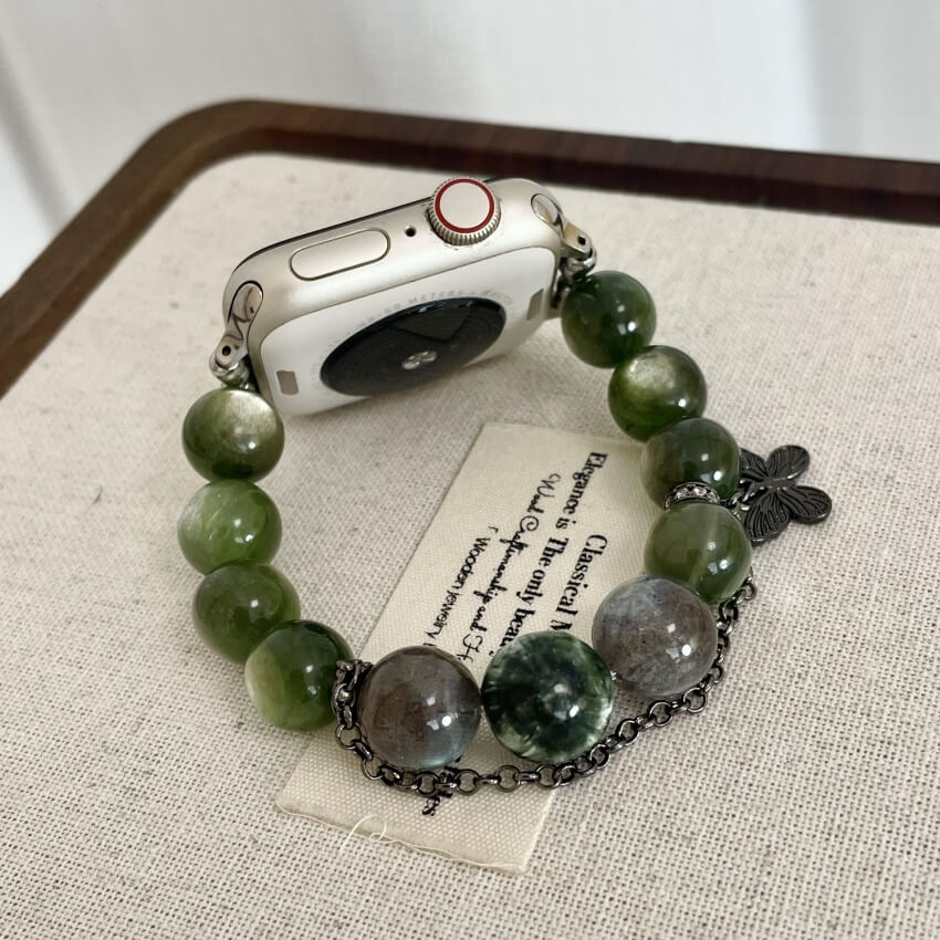 Handmade Green Lepidolite & Labradorite Watch Band