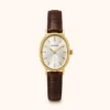 MoHer Watch Gold Oval Brown Leather Band Watch for Women