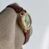 MoHer Watch Olive Green Oval Dial Brown Leather Band Watch for Women