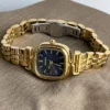 MoHer Watch Gold Square Dark Royal Blue Dial Bracelet Watch for Women