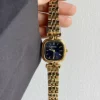 MoHer Watch Gold Square Dark Royal Blue Dial Bracelet Watch for Women