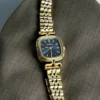 MoHer Watch Gold Square Dark Royal Blue Dial Bracelet Watch for Women