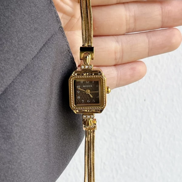 660-6.webp MoHer Watch Brown Square Small Face Slim Chain Bracelet Watch for Women