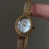 Elegant Mother of Pearl Dial Gold Oval Watch for Women