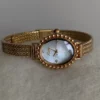 Elegant Mother of Pearl Dial Gold Oval Watch for Women