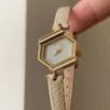 662-2.webp Minimalist Gold Hexagon Face Leather Strap Watch for Women