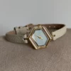 662-3.webp Minimalist Gold Hexagon Face Leather Strap Watch for Women