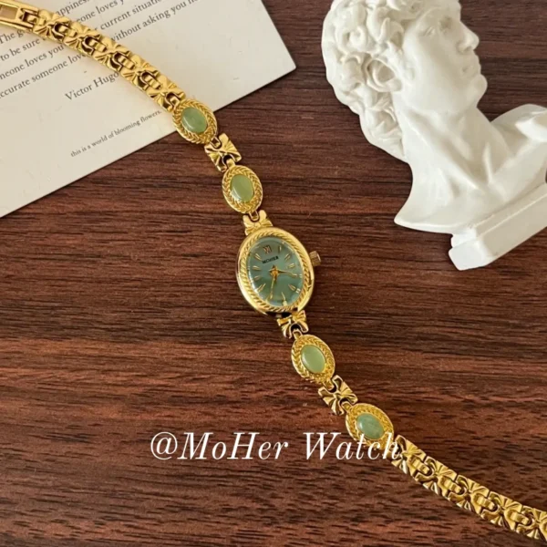 MoHer Watch Mint Green Handmade Jade Gemstone Bracelet Watch