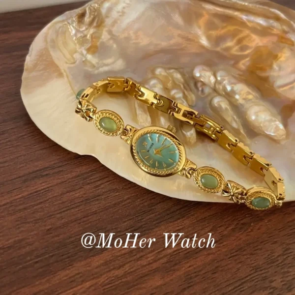 MoHer Watch Mint Green Handmade Jade Gemstone Bracelet Watch