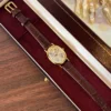 MoHer Watch Gold Oval Brown Leather Band Watch for Women