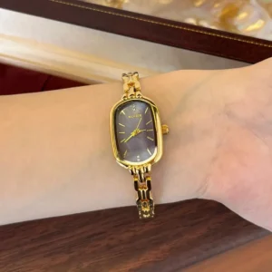 MoHer Watch Purple Mother of Pearl Dial Gold Oval Bracelet Watch for Women