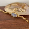 MoHer Watch Purple Mother of Pearl Dial Gold Oval Bracelet Watch for Women