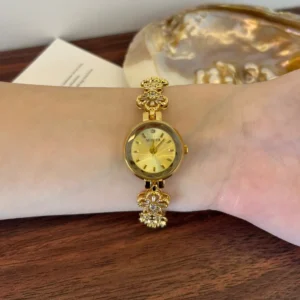 MoHer Watch Gold Clover Crystal Bracelet Watch for Women