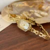 MH646-3 Moher Watch Beige Mother of Pearl Dial Gold Oval Bracelet Watch for Women
