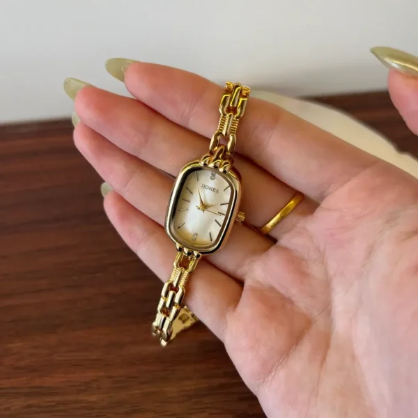 MH646-5 Moher Watch Beige Mother of Pearl Dial Gold Oval Bracelet Watch for Women