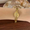MoHer Watch Beige Mother of Pearl Tiger's Eye Gemstone Bracelet Watch