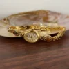 MoHer Watch Beige Mother of Pearl Tiger's Eye Gemstone Bracelet Watch