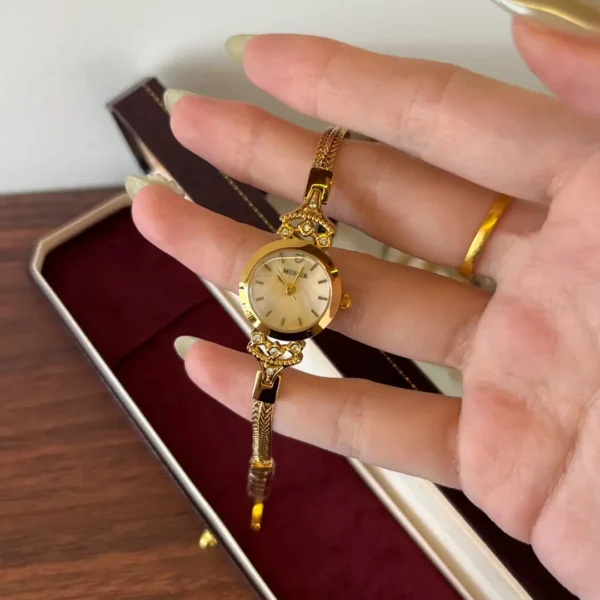 MoHer Watch Gold Small Face Slim Chain Bracelet Watch for Women