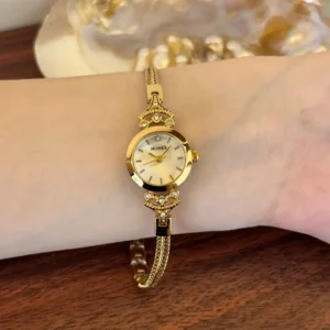 MoHer Watch Gold Small Face Slim Chain Bracelet Watch for Women