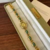 MH651-1 MoHer Watch Gold Oval Green Jade Bracelet Women's Watch
