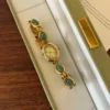MH651-3 MoHer Watch Gold Oval Green Jade Bracelet Women's Watch