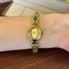 MH651-4 MoHer Watch Gold Oval Green Jade Bracelet Women's Watch