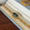 MH652-1 MoHer Watch Blue Mother of Pearl Dial Gold Oval Bracelet Watch for Women
