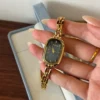 MH652-2 MoHer Watch Blue Mother of Pearl Dial Gold Oval Bracelet Watch for Women