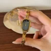 MH652-4 MoHer Watch Blue Mother of Pearl Dial Gold Oval Bracelet Watch for Women