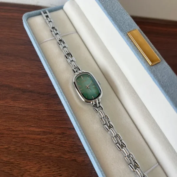 MoHer Watch Mint Green Mother of Pearl Dial Silver Bracelet Watch for Women