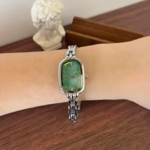 MoHer Watch Mint Green Mother of Pearl Dial Silver Bracelet Watch for Women