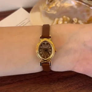 MoHer Watch Classic Brown Leather Strap Watch for Women