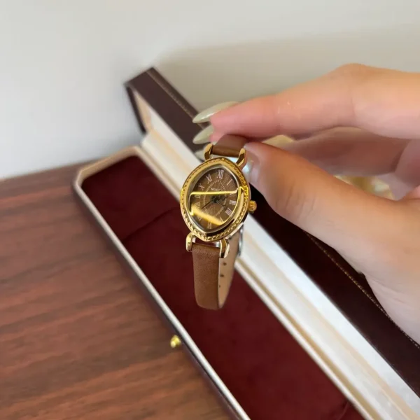 MoHer Watch Classic Brown Leather Strap Watch for Women
