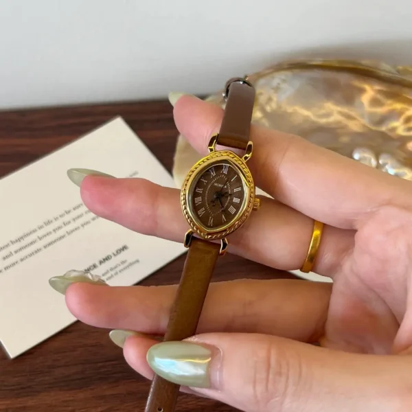 MoHer Watch Classic Brown Leather Strap Watch for Women
