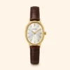 MoHer Watch Gold Oval Brown Leather Band Watch for Women
