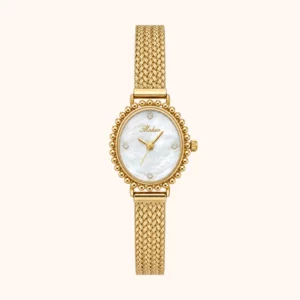 Elegant Mother of Pearl Dial Gold Oval Watch for Women