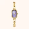MoHer Watch Purple Mother of Pearl Dial Gold Oval Bracelet Watch for Women