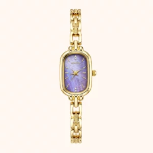 MoHer Watch Purple Mother of Pearl Dial Gold Oval Bracelet Watch for Women