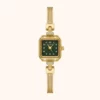 MoHer Watch Gold Small Square Green Dial Slim Chain Bracelet Watch for Women
