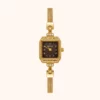 moher new-21 MoHer Watch Brown Square Small Face Slim Chain Bracelet Watch for Women