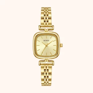 moher new-24 MoHer Watch Gold Square Face Classic Stainless Steel Watch for Women