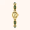 moher new-25 MoHer Watch Gold Oval Green Jade Bracelet Women's Watch