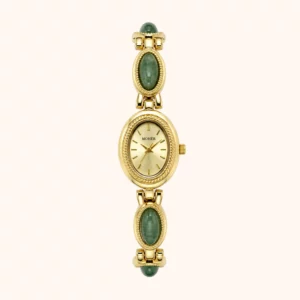 MoHer Watch Gold Oval Green Jade Bracelet Women's Watch