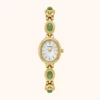 MoHer Watch Gold Small Face Green Jade Gemstone Bracelet Watch