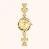 moher new-29 MoHer Watch Gold Clover Crystal Bracelet Watch for Women