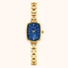 moher new-33 MoHer Watch Blue Mother of Pearl Dial Gold Oval Bracelet Watch for Women