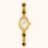MoHer Watch Beige Mother of Pearl Tiger's Eye Gemstone Bracelet Watch