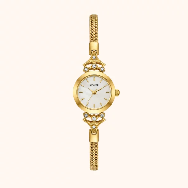 MoHer Watch Gold Small Face Slim Chain Bracelet Watch for Women