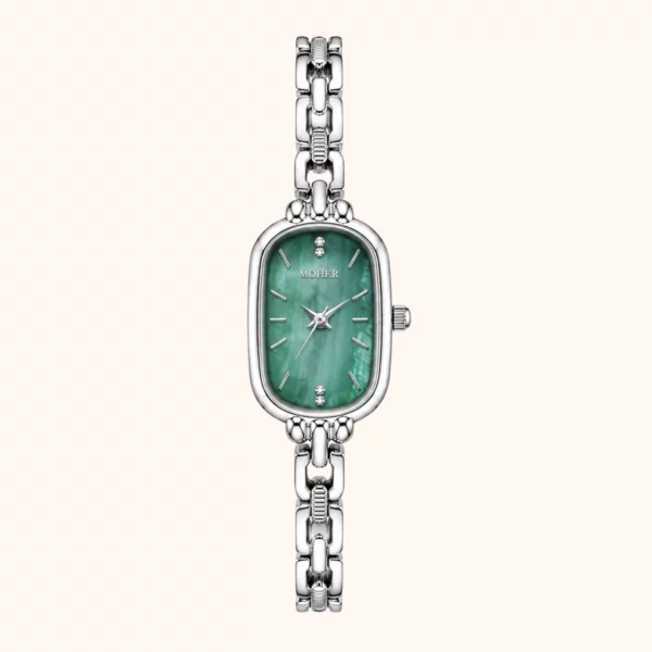 MoHer Watch Mint Green Mother of Pearl Dial Silver Bracelet Watch for Women
