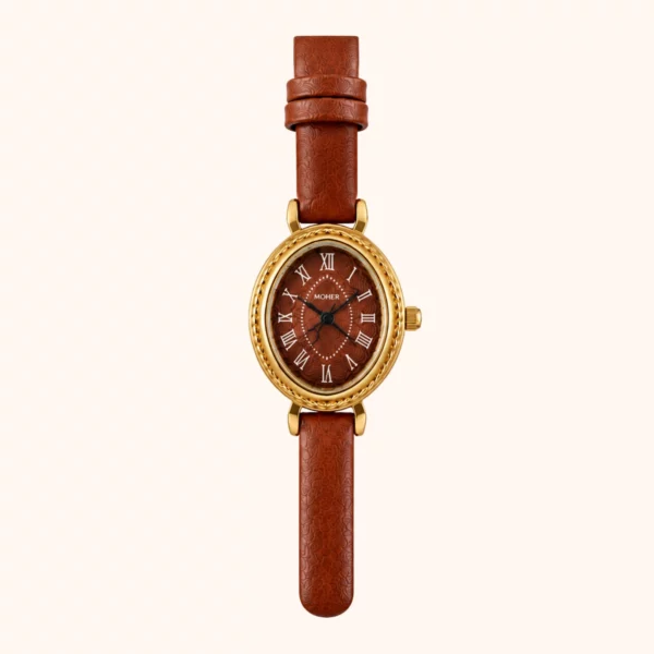 MoHer Watch Classic Brown Leather Strap Watch for Women